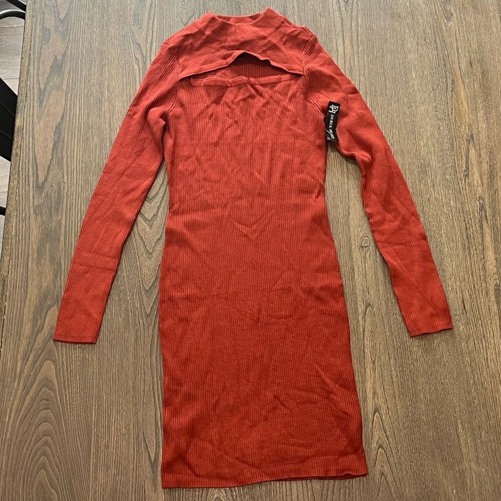 NWT Derek Heart Rust Red Long Sleeve Bodycon Dress Size L - Picture 1 of 9